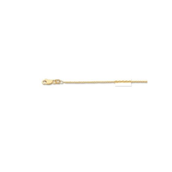 14K Yellow Gold 1.1mm wide Shiny Round Diamond Cut Wheat Chain with Lobster Clasp 1