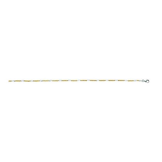 Sterling Silver Yellow Rhodium 1.95 mm Wide Finish Cable Link Bar Anklet