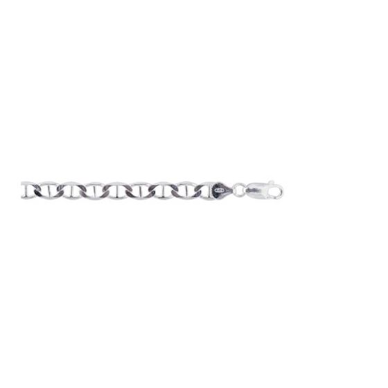 Sterling silver 6.2 mm Wide Polished Diamond Cut Flat Mariner Chain 18 Inch Long