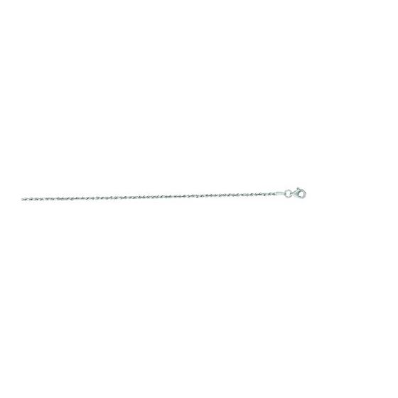 10K White Gold 1.50mm wide Shiny Solid Diamond Cut Royal Rope Chain with Lobster Clasp