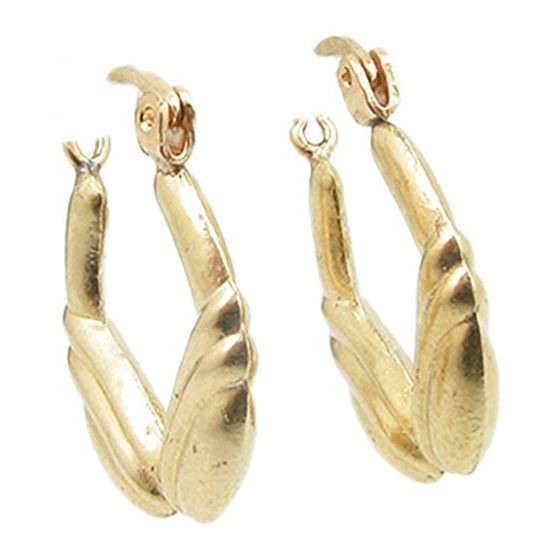 10k Yellow Gold earrings Fancy puff bamboo gold earrings AGBE78 1