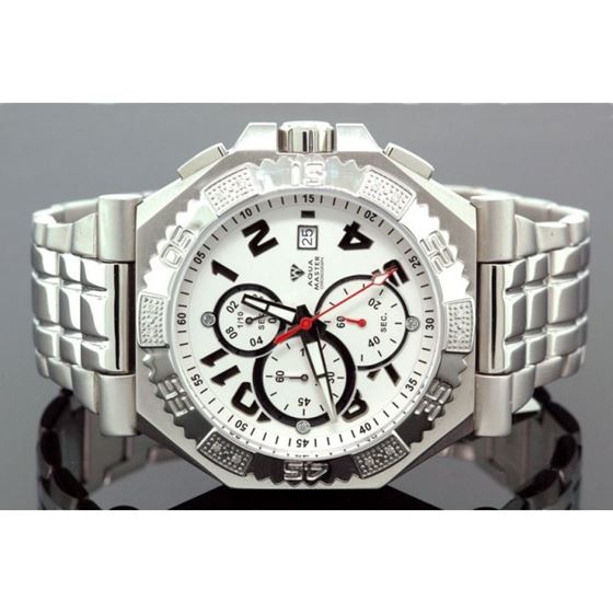 Aqua Master Mens Swiss Made Sports Diamond Watch 0.12ctw 1