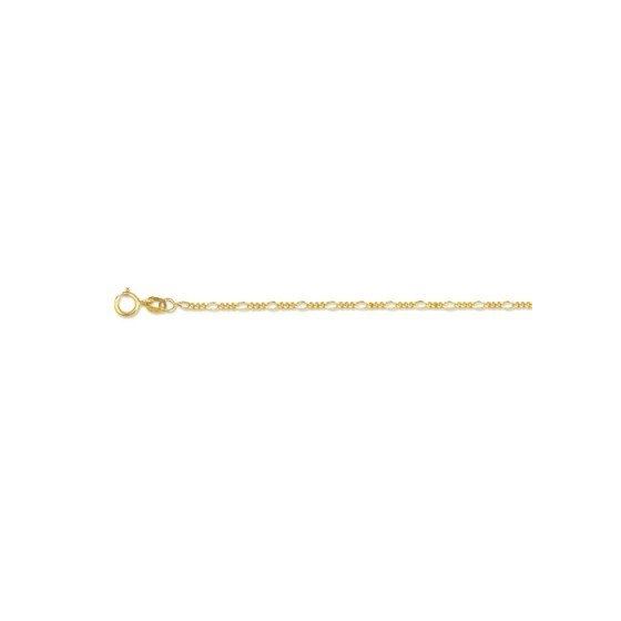 14K Yellow Gold 1.3mm wide Diamond Cut Alternate Classic Figaro Chain with Spring Ring Clasp 1