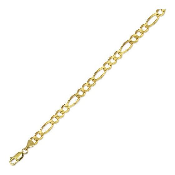 10K Yellow Gold 7.0mm Diamond Cut Royal Figaro Link Bracelet with Lobster Clasp