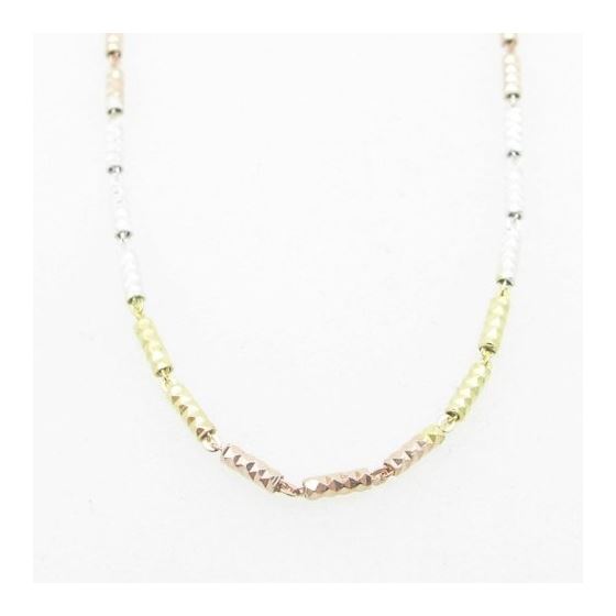 Ladies .925 Italian Sterling Silver Tri Color Round Fancy Link Chain Length - 18 inches Width - 1.5m