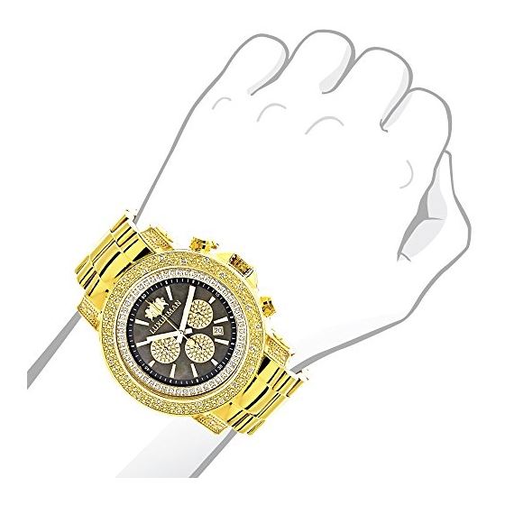 Escalade Black MOP Dial by Luxurman Diamond Watch 0.75ct Yellow Gold Plated 3