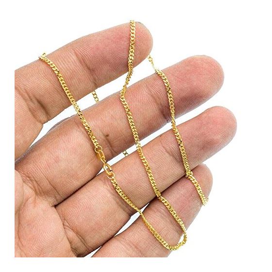 14K YELLOW Gold SOLID ITALY CUBAN Chain - 18 Inches Long 1.7MM Wide 3