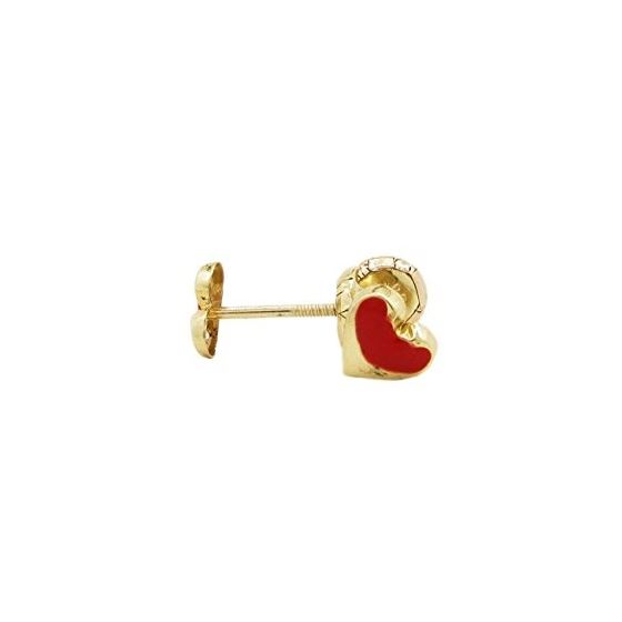 14K Yellow gold Heart stud earrings for Children/Kids web105 1