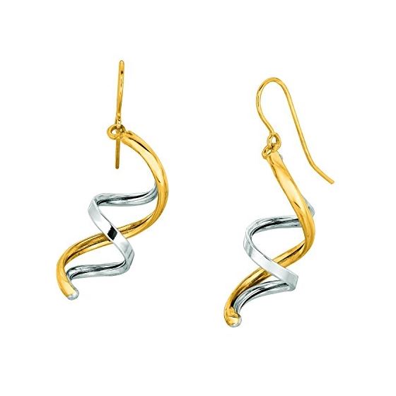 14K Yellow White Gold Ladies Drop Earrings ER1535