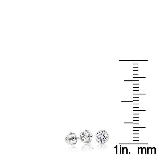 Ladies Platinum Round Natural Diamond Bezel Stud-3