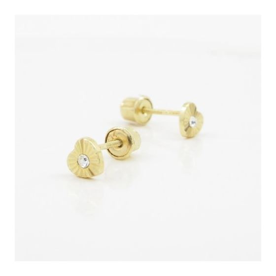 14K Yellow gold Heart cz stud earrings for Children/Kids web483 3