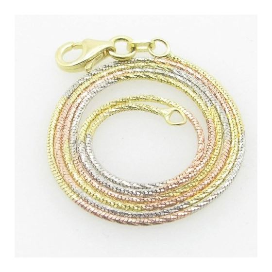 Ladies .925 Italian Sterling Silver Tri Color Snake Link Chain Length - 16 inches Width - 1mm 1
