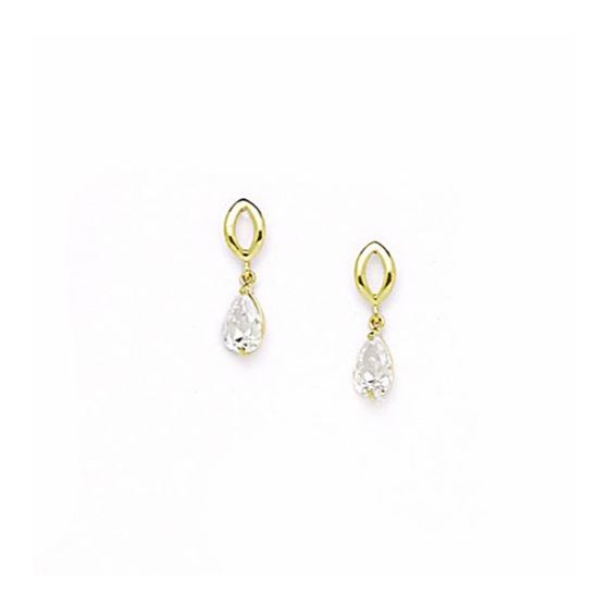 14K Yellow Gold star oval drop shap with cz earrings screw back Size: Actual Image