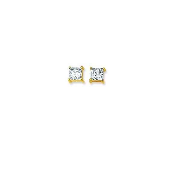 14K Yellow Gold Ladies Stud Earrings CZ110