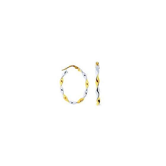 14K Yellow White Gold Ladies Hoop Earrings ER926