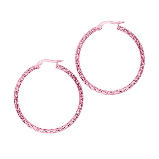 10K Pink Gold Ladies Hoop Earrings 3005PER