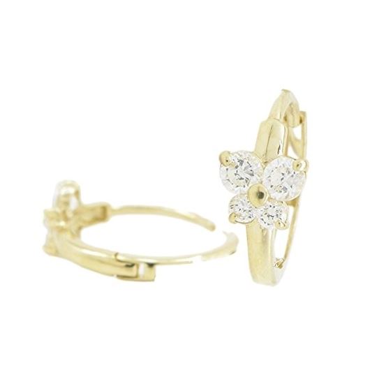 14K Yellow gold Butterfly cz hoop earrings for Children/Kids web327 1