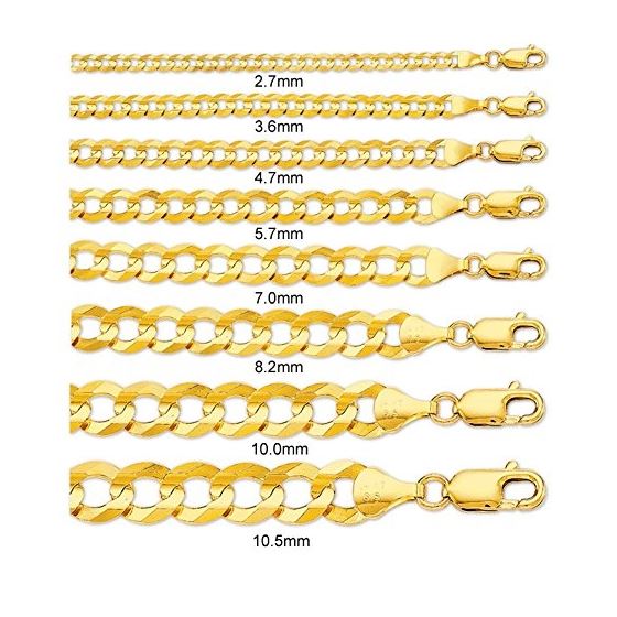 "14k Real Yellow Gold Comfort Cuban Curb Chain 3.6MM Wide Sizes 18""