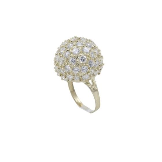 10k Yellow Gold Crystal white ball cz ring ajr22 Size: 8.25 1