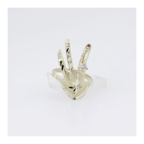 10k Yellow Gold Finger white ring ajr29 Size: 7 3