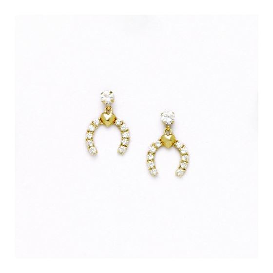 14K Yellow Gold star oval drop shap with cz earrings screw back Size: Actual Image