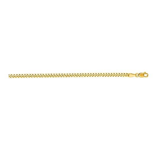 14K Yellow Gold 3.0mm wide Diamond Cut Gourmette Chain with Lobster Clasp 1