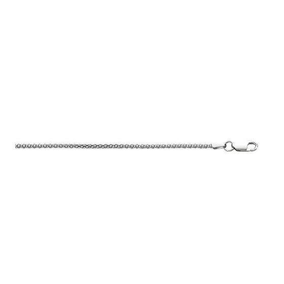 Silver with Rhodium Finish 1.8mm wide Diamond Cut Fancy Popcorn Chain with Lobster Clasp