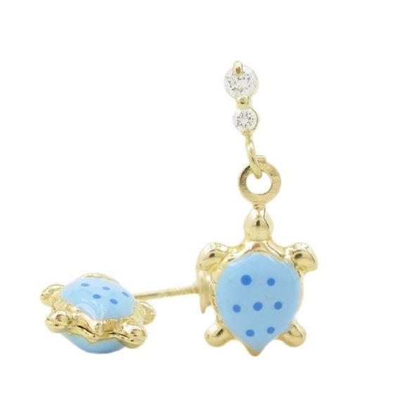 14K Yellow gold Tortoise cz chandelier earrings for Children/Kids web390 1