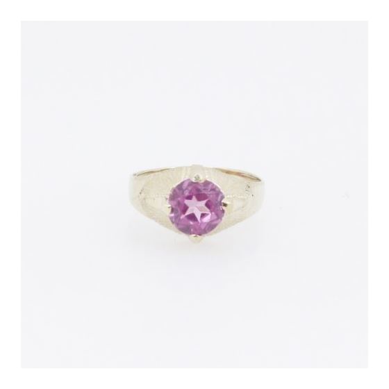 10k Yellow Gold Syntetic pink gemstone ring ajjr80 Size: 2 3