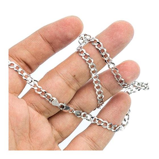 14K WHITE Gold SOLID ITALY CUBAN Chain - 20 Inches Long 4.8MM Wide 3