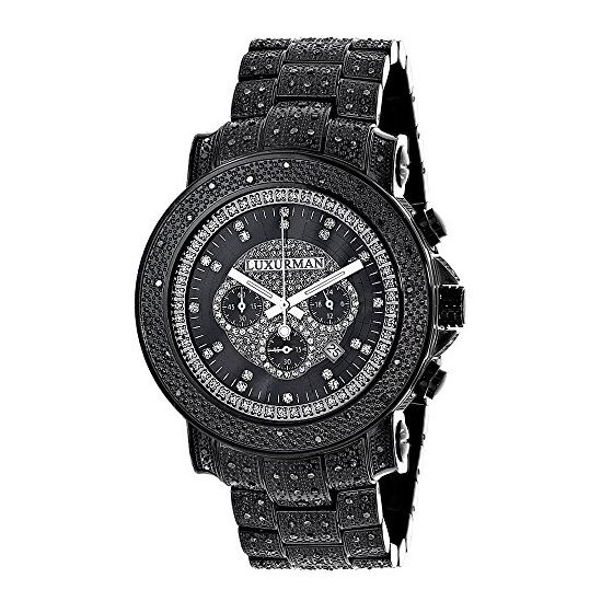 Oversized Iced Out Black Diamond Mens Watch By 2Ct