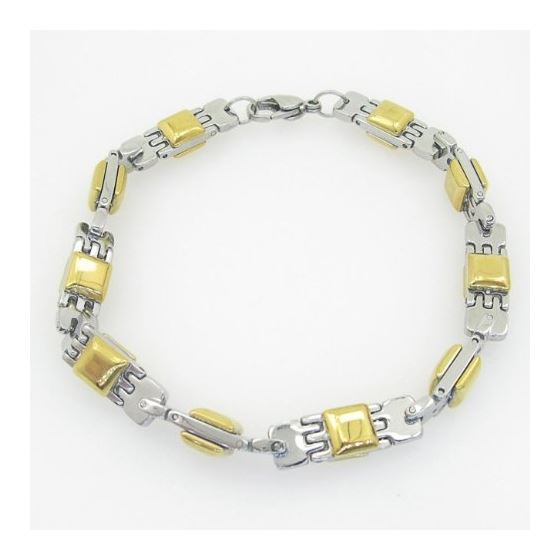 Mens Stainless steel bracelet beaded fancy franco cuban charm jewelry fashion yellow box style brace