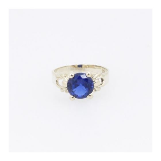 10k Yellow Gold Syntetic blue gemstone ring ajjr46 Size: 2 3