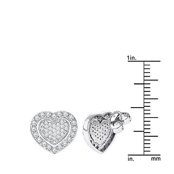 Platinum Natural Diamond Shiny Heart Earrings St-3