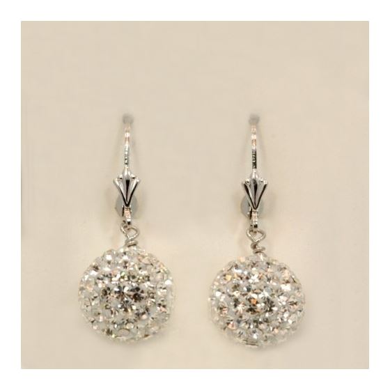 "Designer Pave Disco Ball Dangle Sterling Silver Earrings ST05