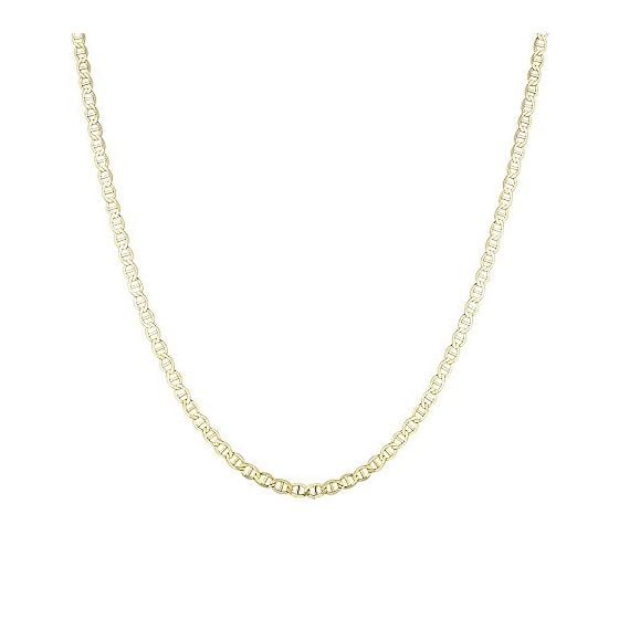 10K 24 inch long Yellow Gold 4.50mm wide Diamond Cut Mariner Link Chain with Lobster Clasp FJ-100M-2