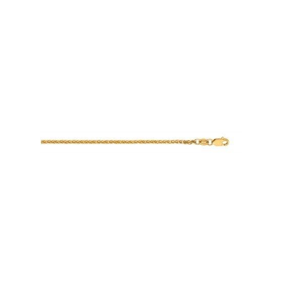 14K Yellow Gold 1.8mm wide Shiny Square Wheat Chain with Lobster Clasp 1