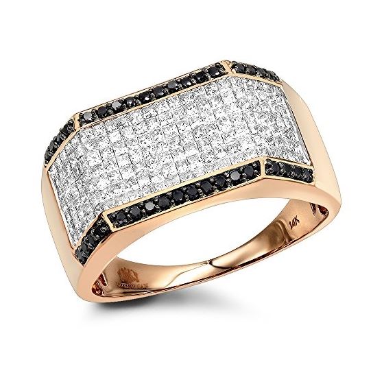 14K Black White Round Princess Cut Natural 2.2 Ctw