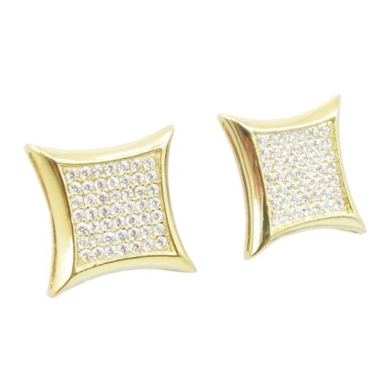 Mens .925 sterling silver Yellow 7 row square earring MLCZ206 3mm thick and 13mm wide Size 1