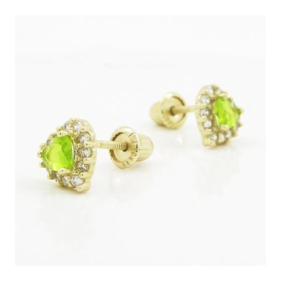 14K Yellow gold Heart cz stud earrings for Children/Kids web243 3