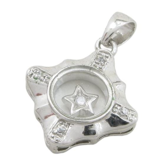 Women silver star cz pendant SB13 22mm tall and 17mm wide 1