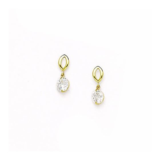14K Yellow Gold star oval drop shap with cz earrings screw back Size: Actual Image