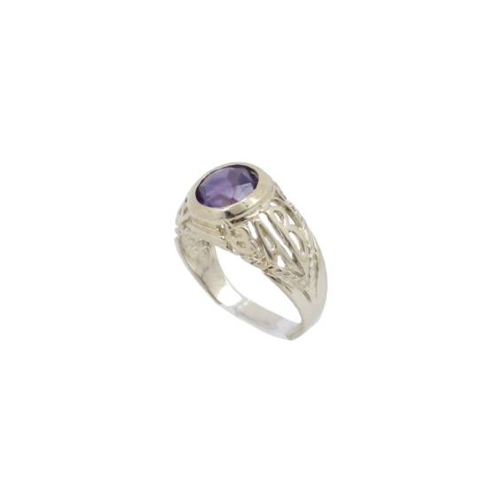 10k Yellow Gold Syntetic purple gemstone ring ajjr69 Size: 2 1