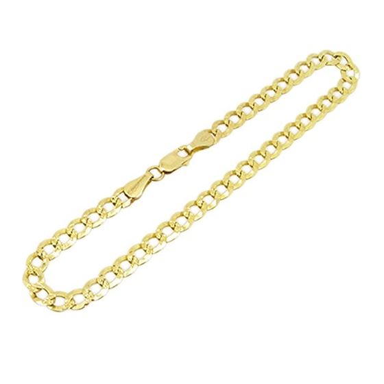 Mens 10k Yellow Gold diamond cut figaro cuban mariner link bracelet 8 inches long and 5mm wide 1