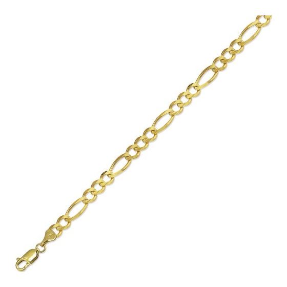 10K 22 inch long Yellow Gold 7.0mm wide Diamond Cut Royal Figaro Link with Lobster Clasp FJ-180RFIG-