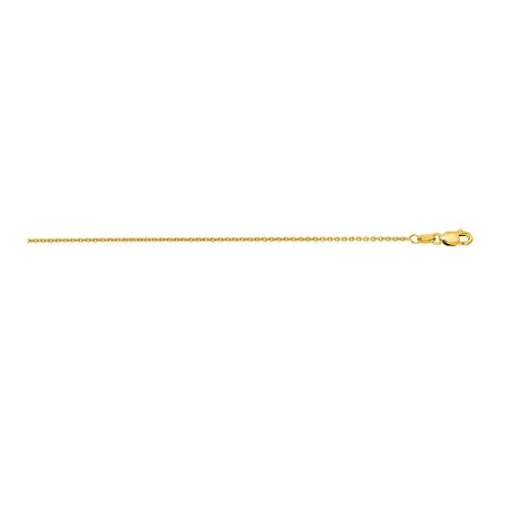 "14K Yellow Gold Round Cable Chain 18"" inches long x1.2mm wide"