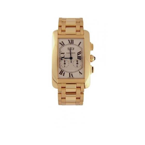 Cartier Tank American 18kt Yellow Gold Chronograph Mens Watch W26058K2