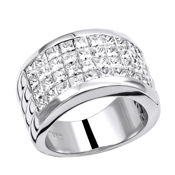 Platinum Ring Invisible Set Princess Cut Diamond W
