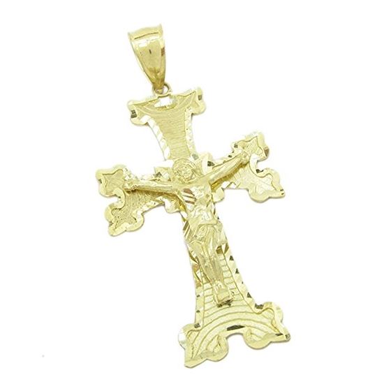 Mens 10k Yellow gold Jesus crucifix charm EGP72 1