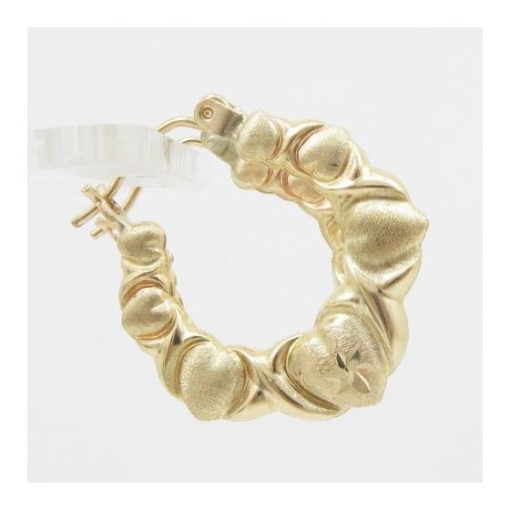10k Yellow Gold earrings Fancy puff bamboo gold earrings AGBE74 3